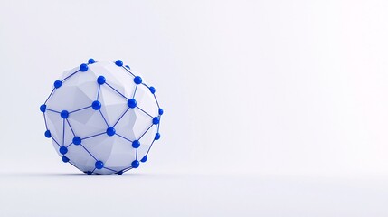Fototapeta premium Futuristic AI Brain Model with Interconnected Neural Network Nodes on White Background, 3D Render