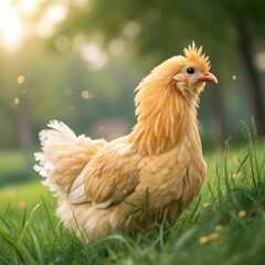 Fototapeta premium Chicken breeds vary widely in size, color, and purpose, from egg-laying to meat production.