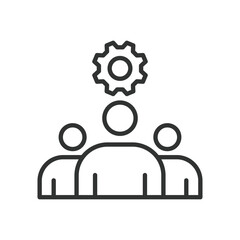 Technical team, icon in line design. Team, technical, professionals, engineers, support, IT, experts on white background vector. Technical team editable stroke icon