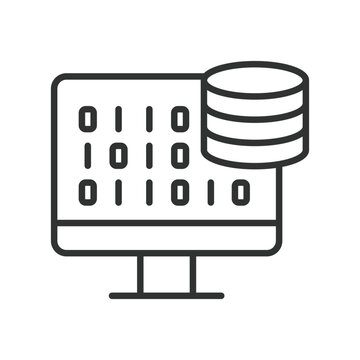Database coding, icon in line design. Database, coding, programming, data, structure, SQL, query on white background vector. Database coding editable stroke icon