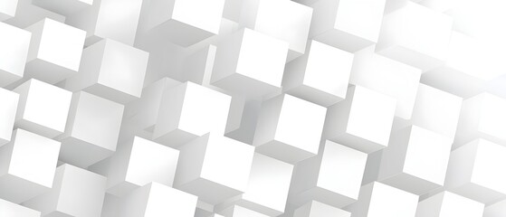 Obraz premium Abstract Geometric White Cube Pattern: A clean, modern, and minimalist background featuring an array of white cubes arranged in a dynamic pattern. The image evokes a sense of order, precision.
