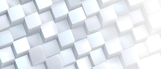 Obraz premium Abstract Geometric White Cube Pattern: A clean, modern, and minimalist background featuring an array of white cubes arranged in a dynamic pattern. The image evokes a sense of order, precision.