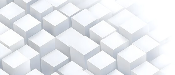 Obraz premium Abstract Geometric White Cube Pattern: A clean, modern, and minimalist background featuring an array of white cubes arranged in a dynamic pattern. The image evokes a sense of order, precision.