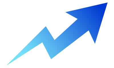 上向き・折れ線グラフ風・ガタつき矢印・グラデーション青