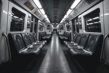 Fototapeta premium Empty seats in electric train