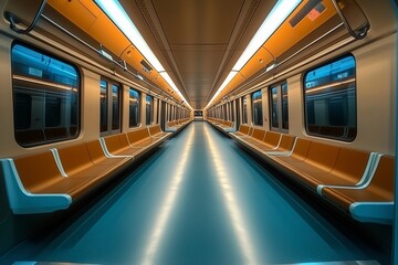 Fototapeta premium Empty seats in electric train