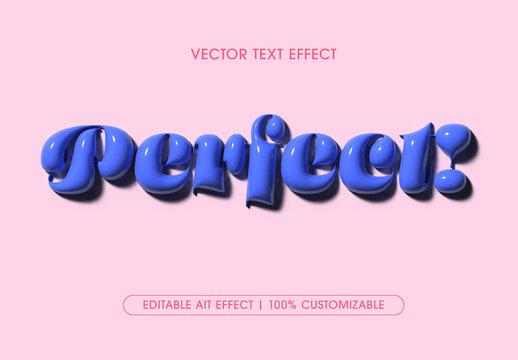Pink and Blue 3D Inflated Text Effect
