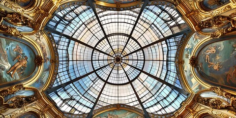 Obraz premium Galleria Vittorio Emanuele II in Milan, Italy: A Stunning Architectural Landmark Featuring Luxurious Shops, Elegant Glass Roof, and Historic Ambiance in the Heart of Milan