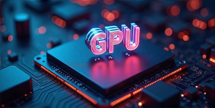High-performance gpu processor mounted on advanced technological motherboard circuitry