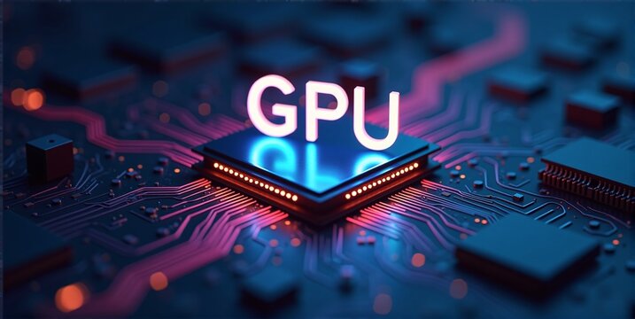 High-performance gpu processor mounted on advanced technological motherboard circuitry