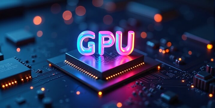 High-performance gpu processor mounted on advanced technological motherboard circuitry