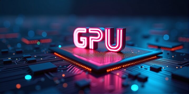 High-performance gpu processor mounted on advanced technological motherboard circuitry
