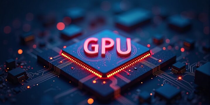 High-performance gpu processor mounted on advanced technological motherboard circuitry