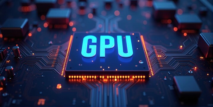High-performance gpu processor mounted on advanced technological motherboard circuitry