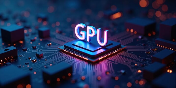 High-performance gpu processor mounted on advanced technological motherboard circuitry