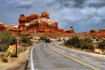 Arches National Park Utah, scenic landscape road