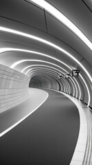 Fototapeta premium Eerie tranquility envelops the depths of an empty underground subway station in London at night