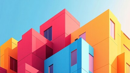 Fototapeta premium Vibrant Architectural Abstract: A Symphony of Colors