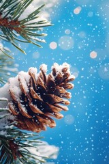 Fototapeta premium Close-up shot of a pine cone on a tree branch