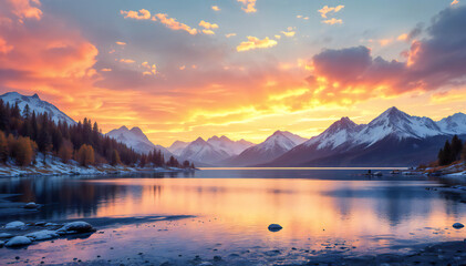 Fototapeta premium sunset in the mountains