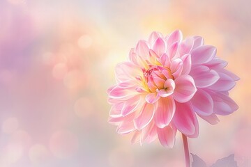 Fototapeta premium A single pink flower stands out against a blurred backdrop