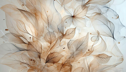 "Arte Flutuante: A Beleza Relaxante de Folhas Secas Transparentes"