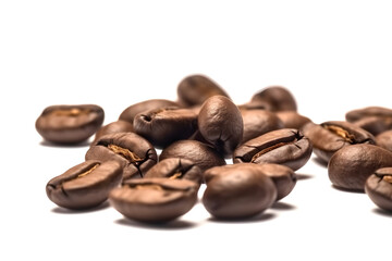Coffee Beans Isolated on White Background Close Up Macro Photography