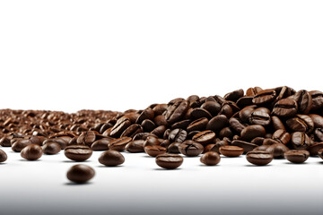 Naklejka premium Coffee Beans Pile Isolated on White Background Minimalist Food Photography