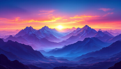 Obraz premium sunset in the mountains