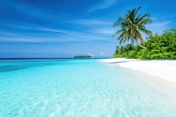 Fototapeta premium beaches and crystal-clear waters under clear blue skies