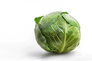 Fototapeta premium A close-up shot of a cabbage on a white surface, ideal for use in food or still life photography