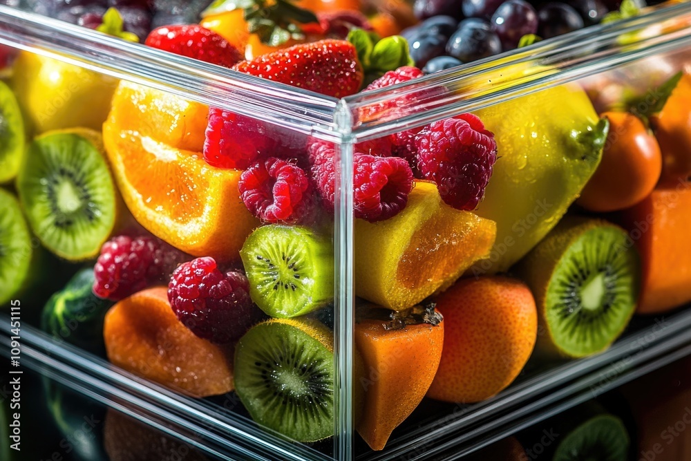 Poster a colorful container filled with various fruits