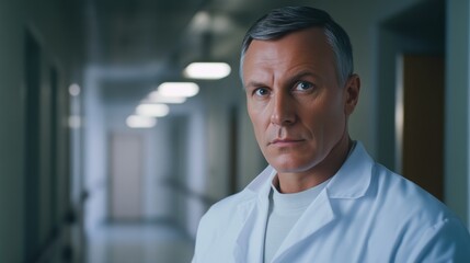 Obraz premium Experienced physician in white coat, guiding others