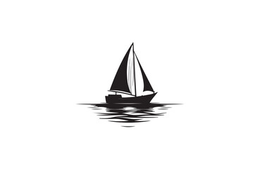Fototapeta premium boat silhouette vector outline art illustration logo design