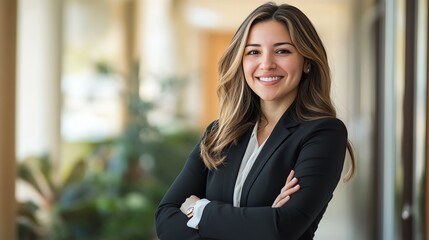 Naklejka premium The businesswoman values healthcare real estate as essential for long-term investments.