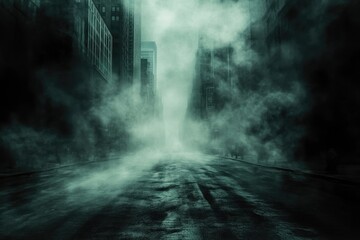Naklejka premium Times Square Road Transformed into Haunted Path