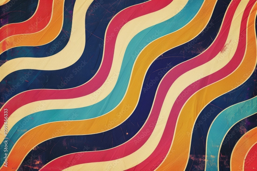 Poster a colorful striped background with a grungy texture, ideal for creative designs and projects