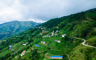 view from the top of the mountain in Nepal.