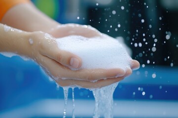Fototapeta premium Soap Bubbles on Soft Hands