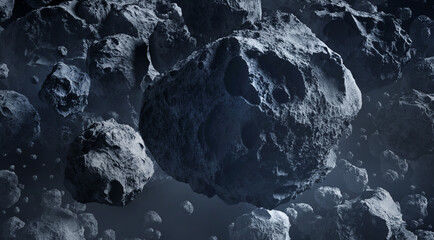 Fototapeta premium Asteroids in Space, 3D animation