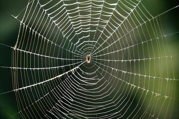 Closeup of Isolated Spider Web Silk Weave with Macro Nature Details