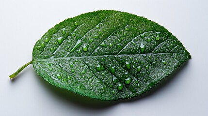 Dewy Green Leaf Highlights Nature's Freshness and Vibrancy