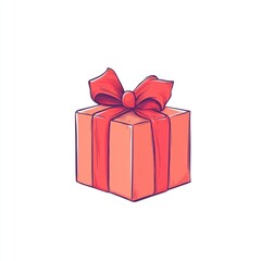 Obraz premium Vector Art of Christmas Present with Large Bow