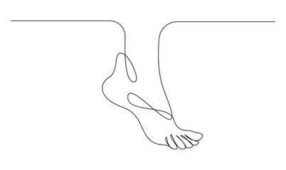 Human foot one continuous line drawing concept of medical. Baby feet minimalist premium vector design