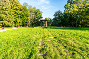 Park Bozeny Necmove with Larischuv altan in Karvina city in Czech republic during autumn