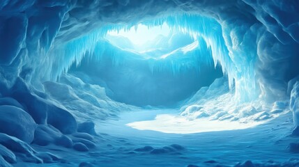 Fototapeta premium Glistening Ice Stalactites in a Frozen Cave