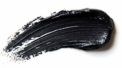 Fototapeta premium A Close-Up of a Swirl of Black Paint on a White Background, Showing the Texture of the Paint and the Subtle Light Reflections