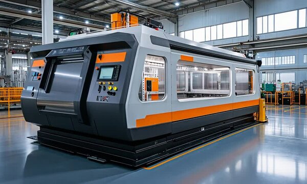 Industrial machine with a sleek design for manufacturing processes.