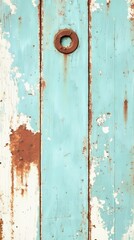 A weathered blue wooden door with rust and peeling paint.
