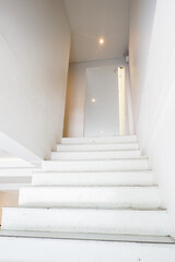 Obraz premium Modern White stairs in home,interior design room,Interior element,Copy text space.